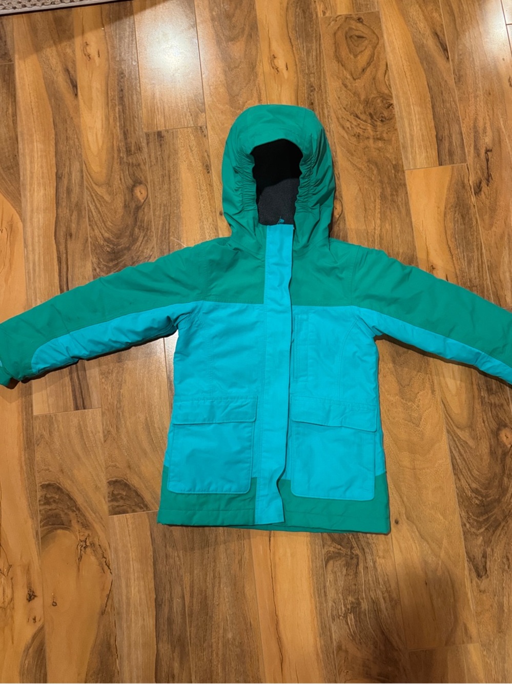 Lands' End Kids Teal & Aqua Hooded Snow Jacket - Colorblock Lining